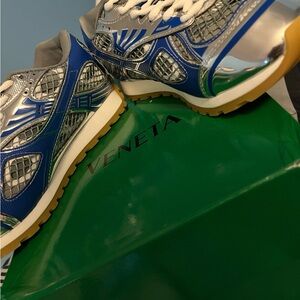 Men's Blue and Silver Sneakers